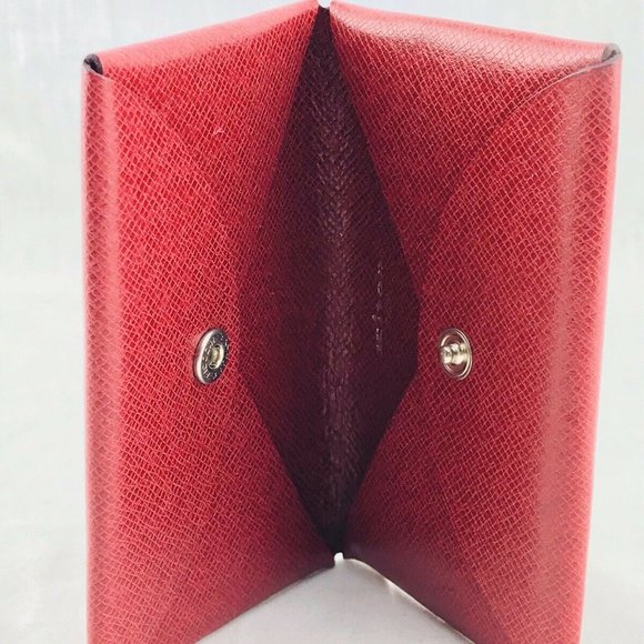 KITON Business Card Wallet Holder Red Leather Case - Picture 2 of 8